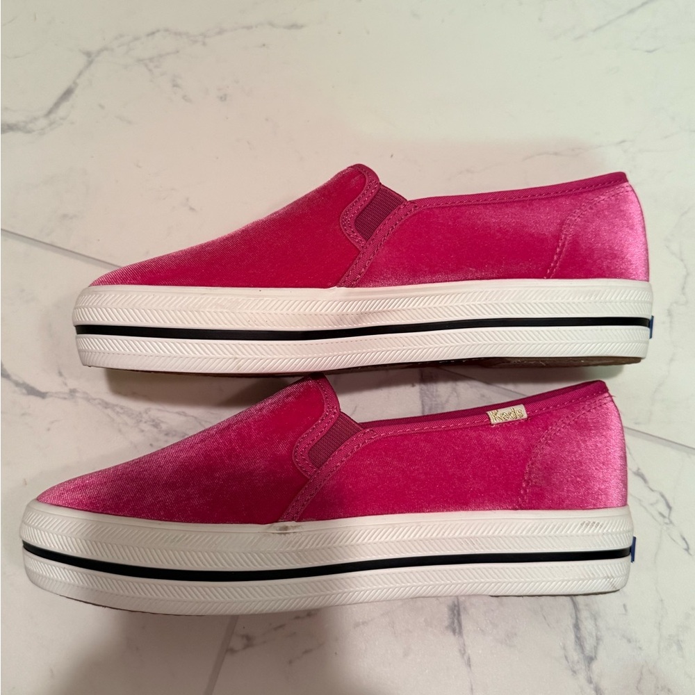Fuchsia Velvet Slip-On Sneakers